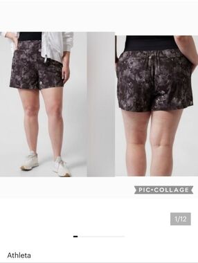 Athleta Brooklyn Lumen Floral Athletic Athleisure Lightweight Shorts Size 14 L